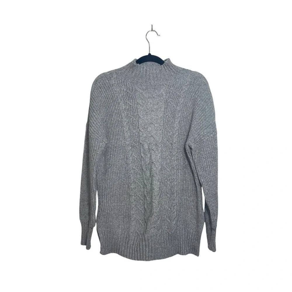 Maurices Heather Gray Mock Neck Cable Knit Tunic Sweater Medium Women’s